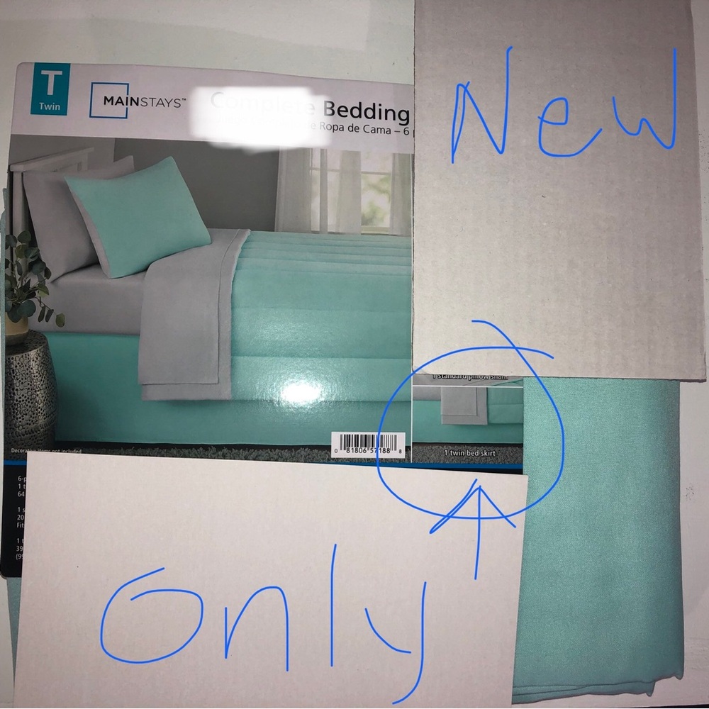 NEW Twin bedskirt aqua / mint